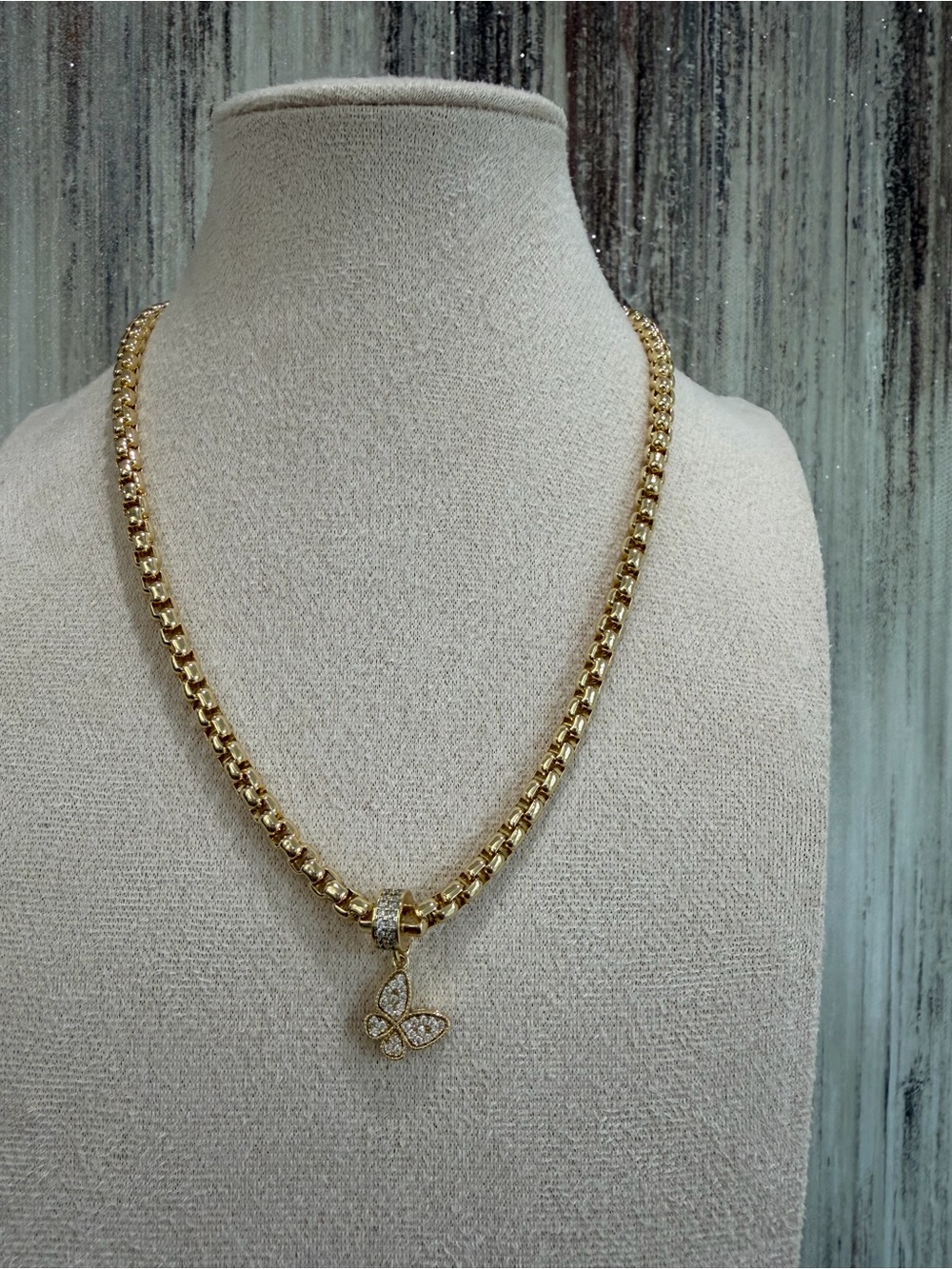 Gold-Tone Crystal Butterfly Pendant Necklace - Women's Jewelry